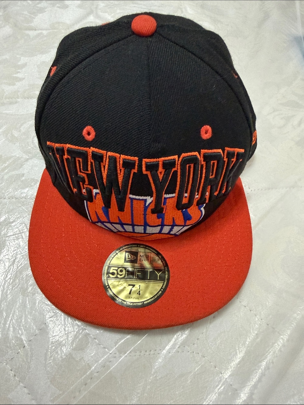 New Era Black and Orange New York Knicks Fitted Cap